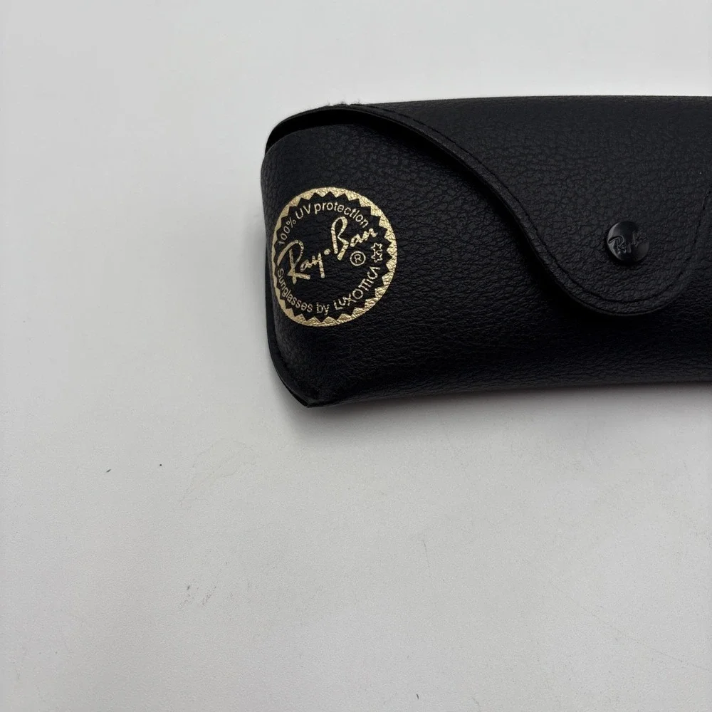 Ray Ban Sunglass Case Black Soft Shell Button Closure Cleaning Cloth Paper Work‎